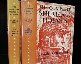 Vintage Sherlock Holmes Books, 1930's Doubleday The Complete Sherlock Holmes Volumes 1 and 2 Sir Arthur Conan Doyle with Dust Jackets