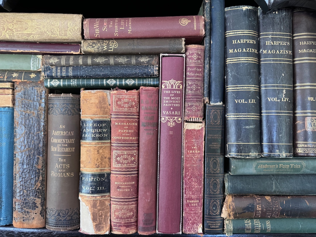 【SEE】Vintage Books 【50cm Set】洋書 Set of 7 Vintage Books Victorian Book Stacks Authentic