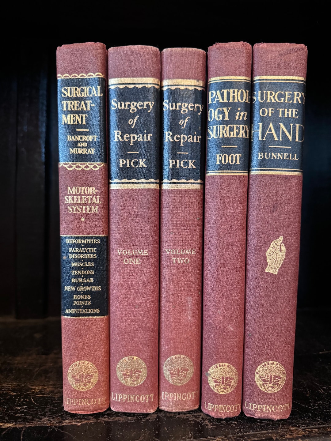 Set of 5 Medical Books Vintage Science Surgery Bacteria Biology