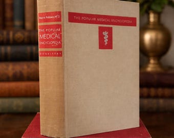 Enciclopedia médica antigua de 1952, Morris Fishbein / Libro decorativo en color beige neutro / Decoración vintage para biblioteca médica / Exhibición de libros antiguos