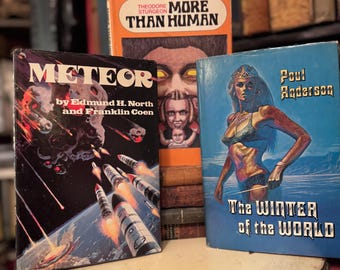 Vintage Science Fiction More Than Human The winter of the World Meteor 1st Book Club Edition Vintage Hardcover Rare Collectible