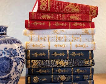 Decorative Books Gold Floral Spine Vintage Style Hardcover Book Stack  Wedding Table Decor Farmhouse Shelf Decor Customizable Color