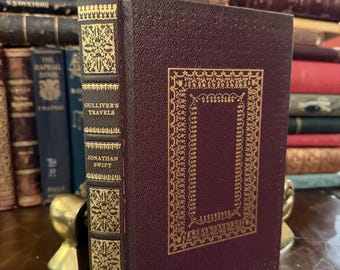Gulliver’s Travels —Jonaton Swift — Vintage Dekorative Hardcover — Burgund & Gold — Illustrierte Klassiker