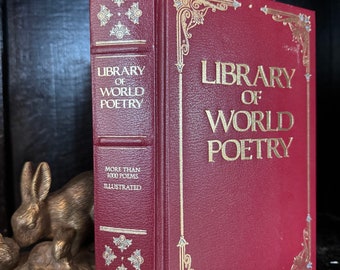 Library of World Poetry Beautiful Vintage Book Leather Rare Collectible