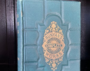 Antique Book Bunyans Complete Works Illustrated 1875 Rare Book Wedding Decor Bookish Classic Literature Collectible