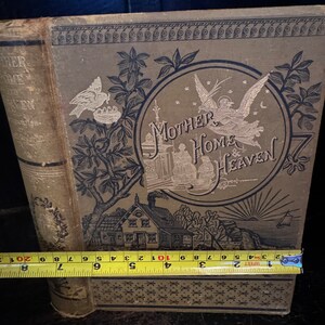 Antique Book Golden Thoughts on Mother Home and Heaven from Poetic and Prose Literature Decorative Spines Wedding books Staging image 4