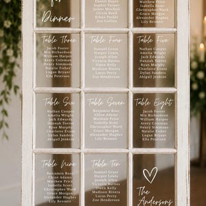 Custom Mirror Seating Plan Decal | Coastal Collection | Wedding Reception Sign, Vinyl Event Display