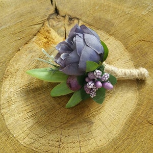 Steal Blue Boutonniere Flower Boutonniere Wedding Buttonhole Groom Buttonhole