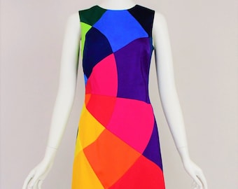 Moschino Colour Block Rainbow Fran Drescher Nanny Series Couture Runway Cheap & Chic Sleeveless Dress