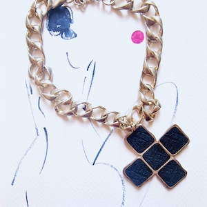 Christian Lacroix Bazar Tire Cross Chain Plus Silver Gold Golden Elegant Runway Couture Circle Rubber Round Chain Medal Necklace