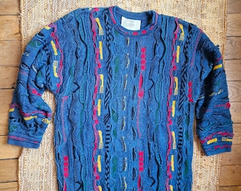 Vintage 1990s Authentic COOGI 3D Mosaic Multi Color Textured