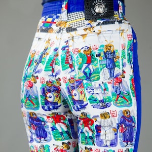 GIANNI * * VERSACE Jeans Couture Vintage 90er Jahre bunten Medusa Hose w drucken Hund Größe 26 28 kleine