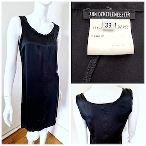 トップス 00s archive ANN DEMEULEMEESTER camisole Ann Demeulemeester black sheer top with leather 'life