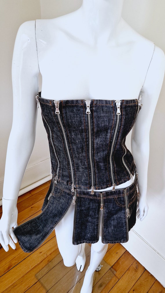 D&G Dolce and Gabbana Zip Zipper Panel Metal Denim Vintage