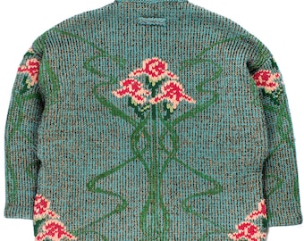 Jean Paul GAULTIER pour Equator AW1984 Lurex Floral Flower 80s Vintage Jacket Pullover Sweater