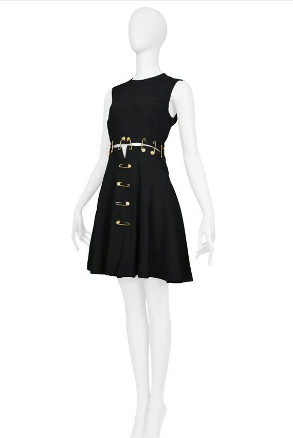 Gianni Versace Safety Pin S/S 1994 Couture Runway Black Gold Golden  Elizabeth Hurley Bondage Summer Spring XS X-small Mini Dress - Etsy