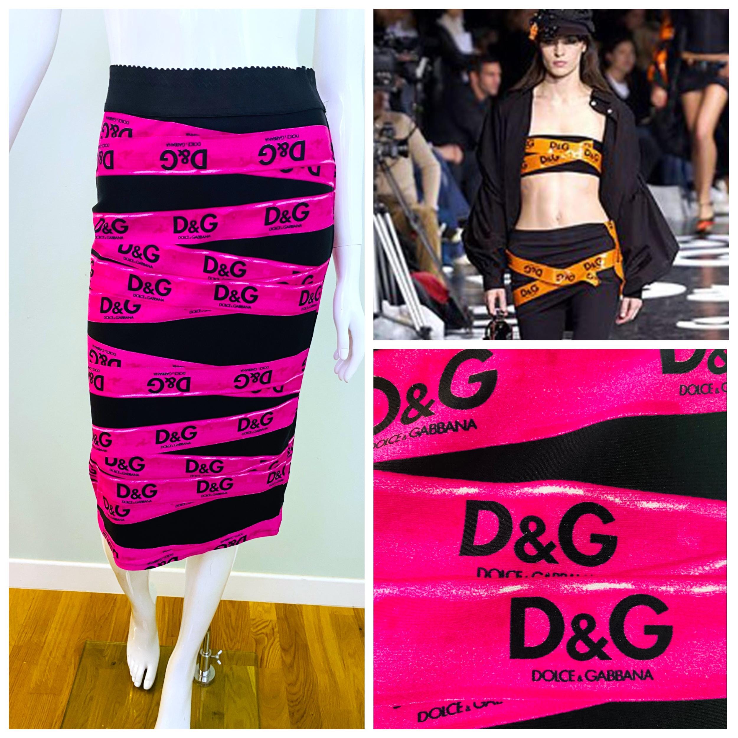 DG Dolce & Gabbana F/W 2003 Caution Tape Graphic Logo Printed High