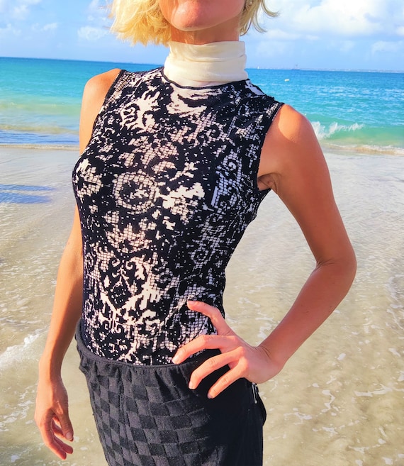 Jean Paul Gaultier Elegant Lace Couture Soleil Turtleneck Sexy