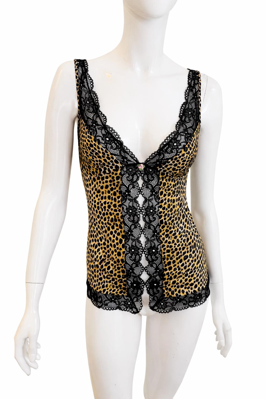 Vintage Dolce and Gabbana Leopard Lace Camisole Top – D&G Monogram