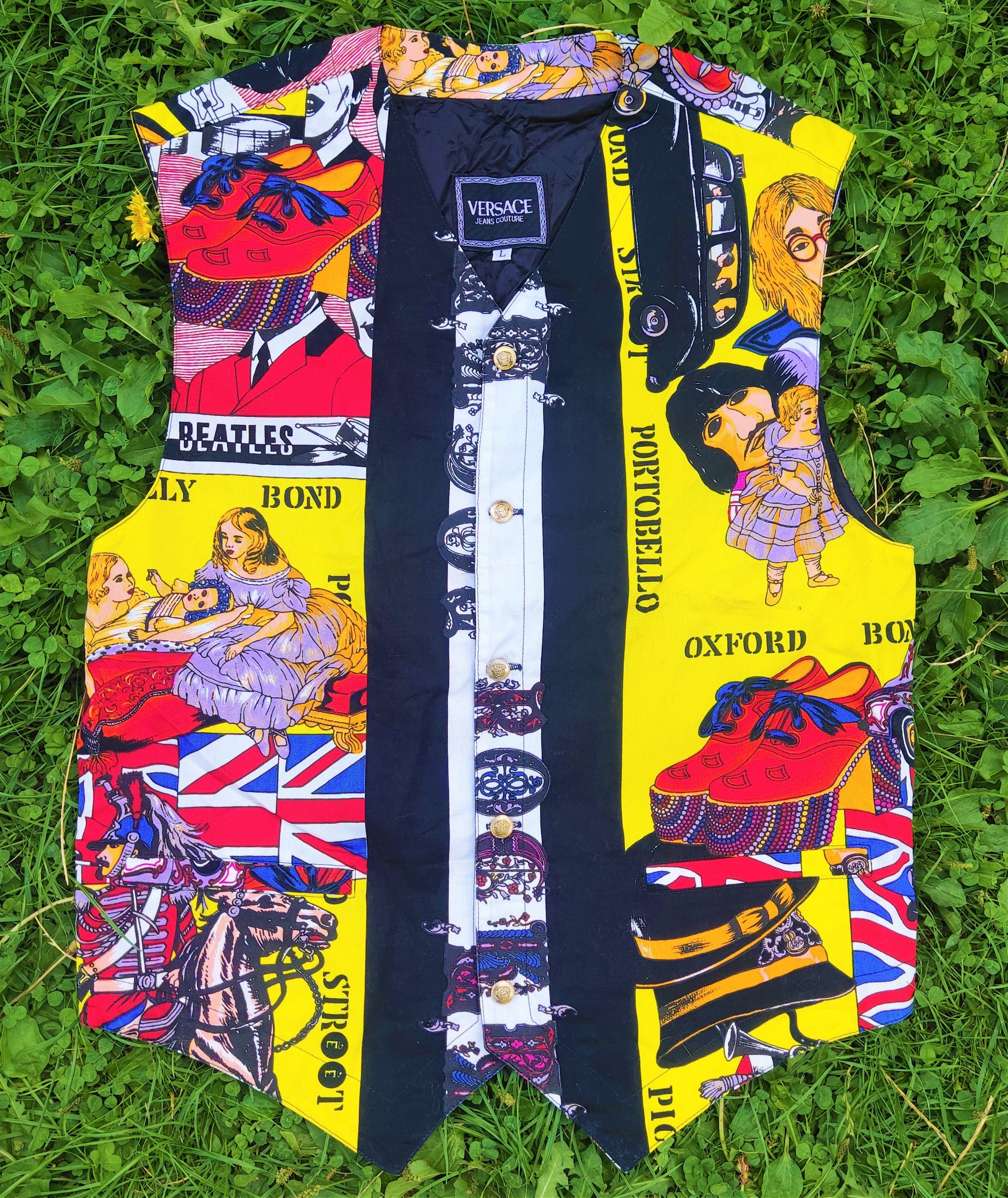 イタリア、GIANNI VERSACE ストライプドットベスト イタリア、GIANNI VERSACE ストライプドットベスト イタリア、GIANNI