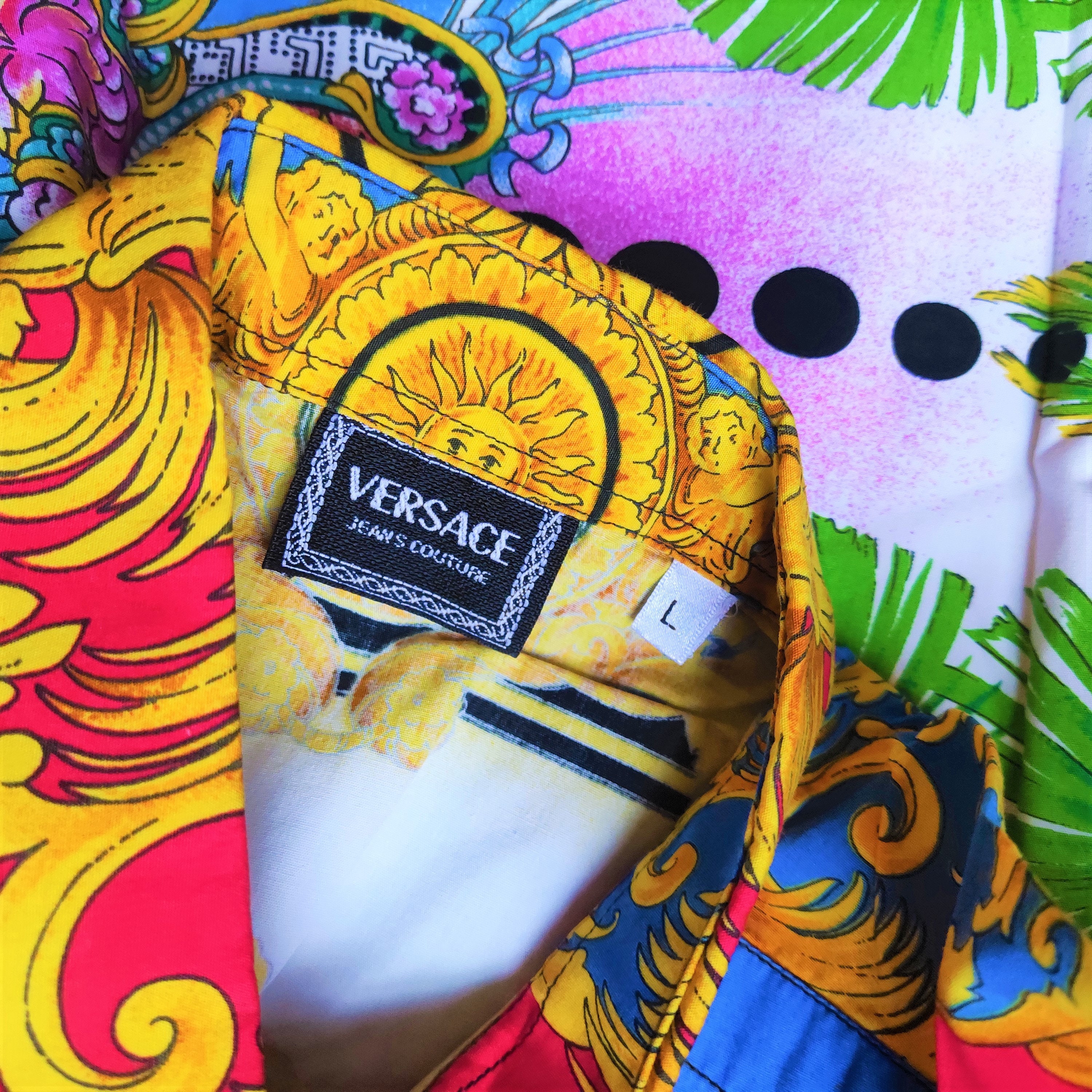 Gianni Versace Jeans Couture Gold Red Sun Miami Celestial Italian