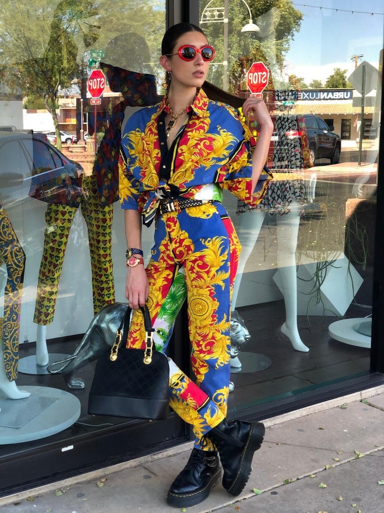 Gianni Versace Jeans Couture Gold Red Sun Miami Celestial Italian