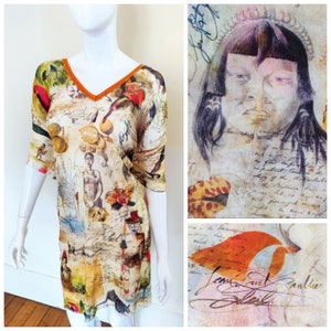 Jean Paul Gaultier Soleil African Tribe Tribal Symbol Parrot Native Indian Print Vintage 90s Mesh Summer Transparent Sheer Tank Top Dress