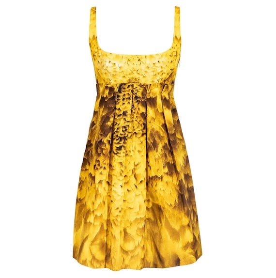 prada yellow silk dress Prada Satin Crepe Ruffled Scarf Neck Dress