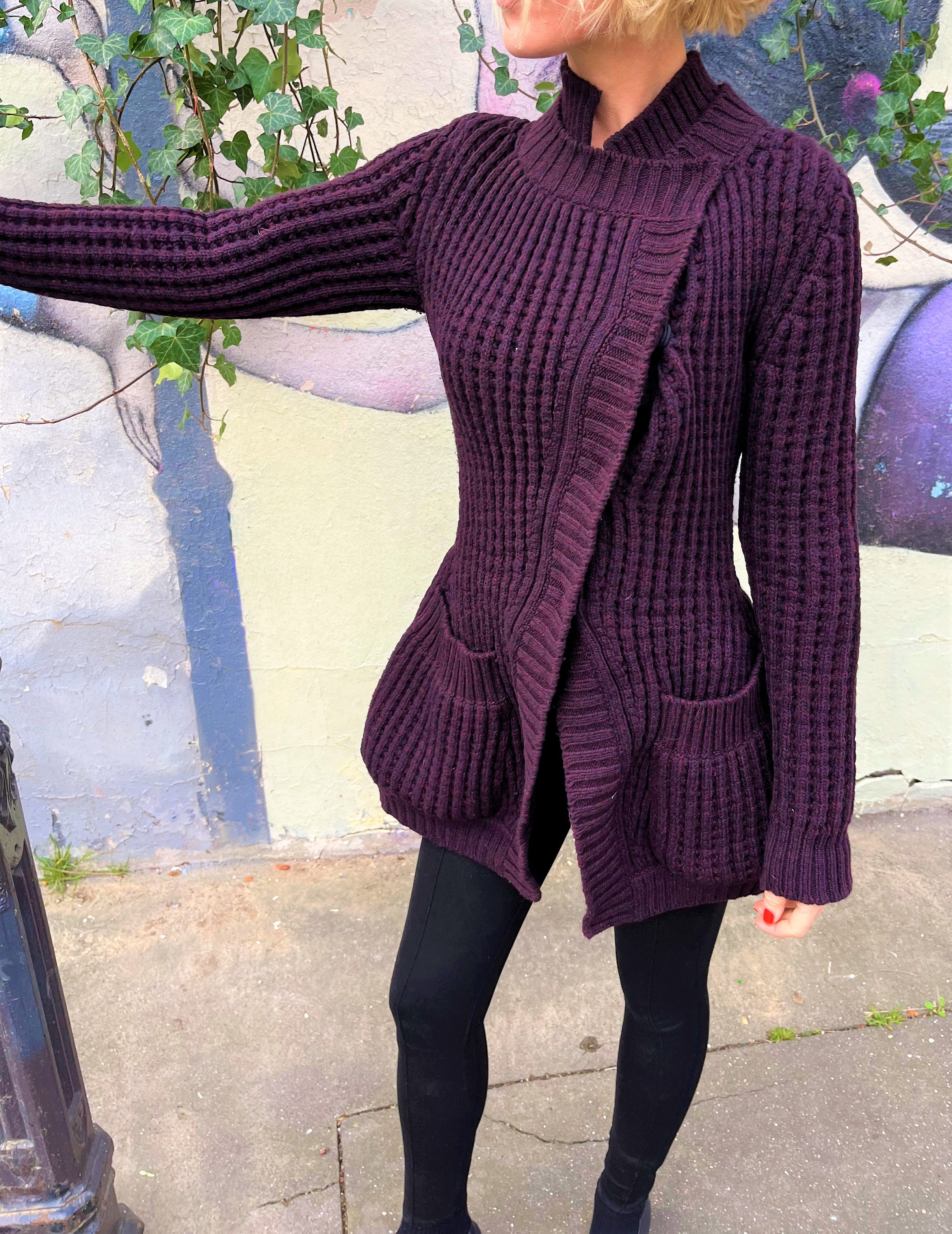 Alexander Mcqueen Cable Knit Knitted Structure Pocket Purple