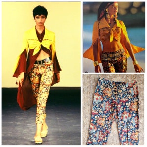 Plein Sud 1990 P/E Collezione Les Gitans Paisley Runway Faycal Amor Vintage Medio Grande Abito Pantaloni Pantaloni