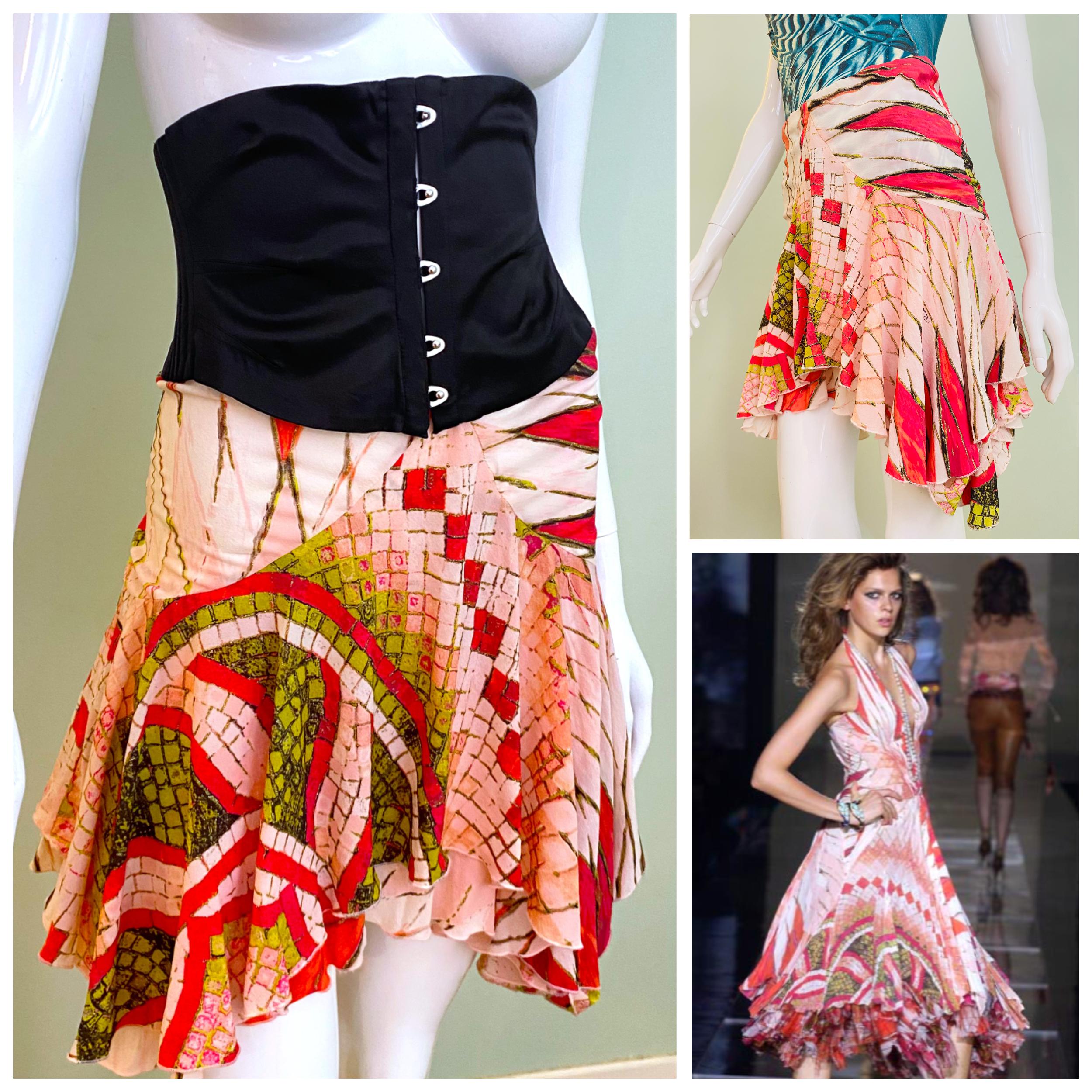 Roberto Cavalli Runway S/S 2004 Silk Asymmetric Rose Pink Runway