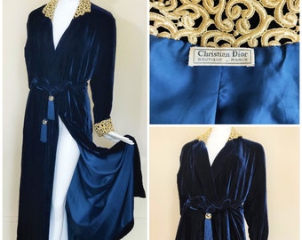 Christian Dior Velvet Velour Vintage 50s 60s 70s 80s Robe Dress