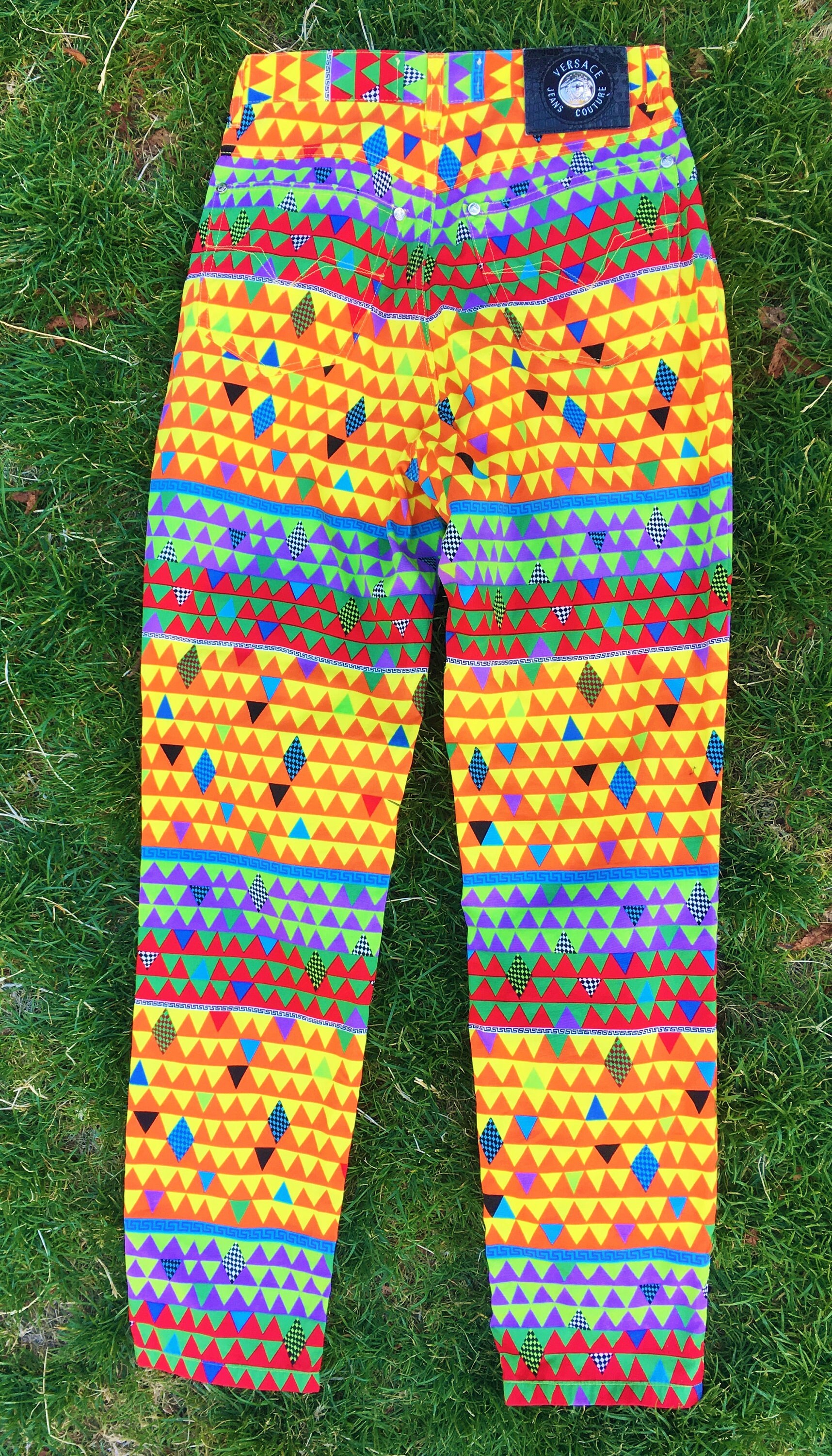 Gianni Versace Jeans Vintage 90s Color Block Orange Denim High