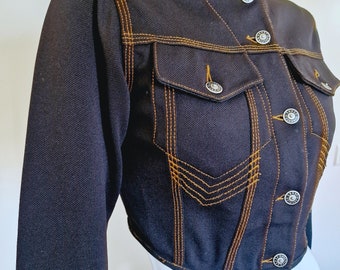 Jean Paul Gaultier Denim Fake Fur Collar Navy Blue Woman Women XS