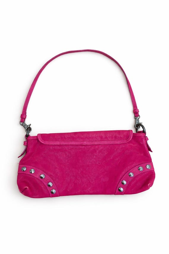 John Galliano Pink Studded Shoulder Bag – Y2K 2000s Punk Glam 