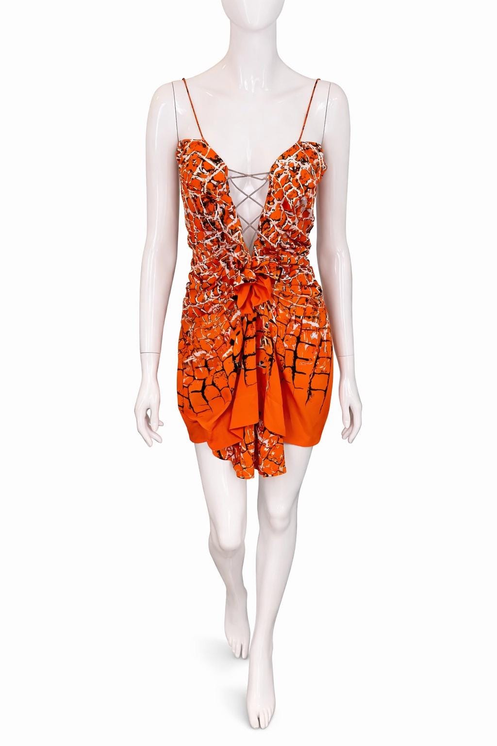 white christmas dresses Amazing Spring 2003 Roberto Cavalli Printed Silk Lace Up Corset with M –  Shrimpton Couture main image 1