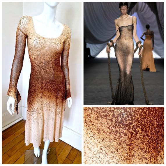 Jean Paul Gaultier Sand Optical Illusion S/S 2025 Couture Brown Beige  Trompe L'il L'oeil Medium Large Mesh Gown Dress - Etsy