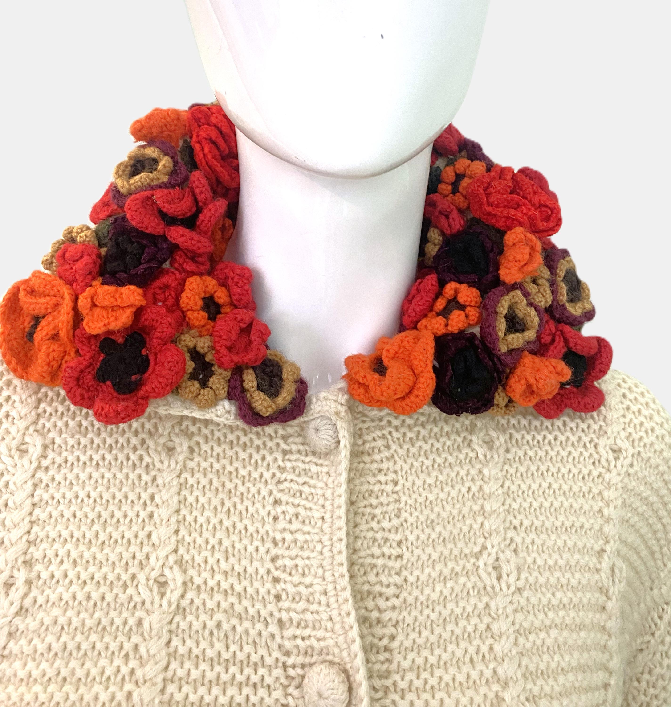 Moschino Crochet Beaded Flower Cheap & Chick Couture Wool Vintage