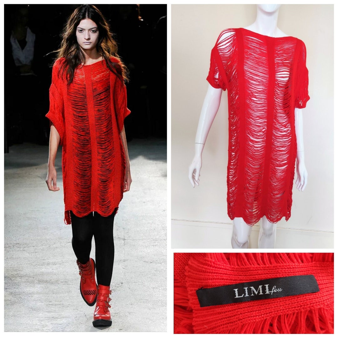 Limi Feu Fringe Beaded Runway 13 Tassel Red Transparent Yohji  