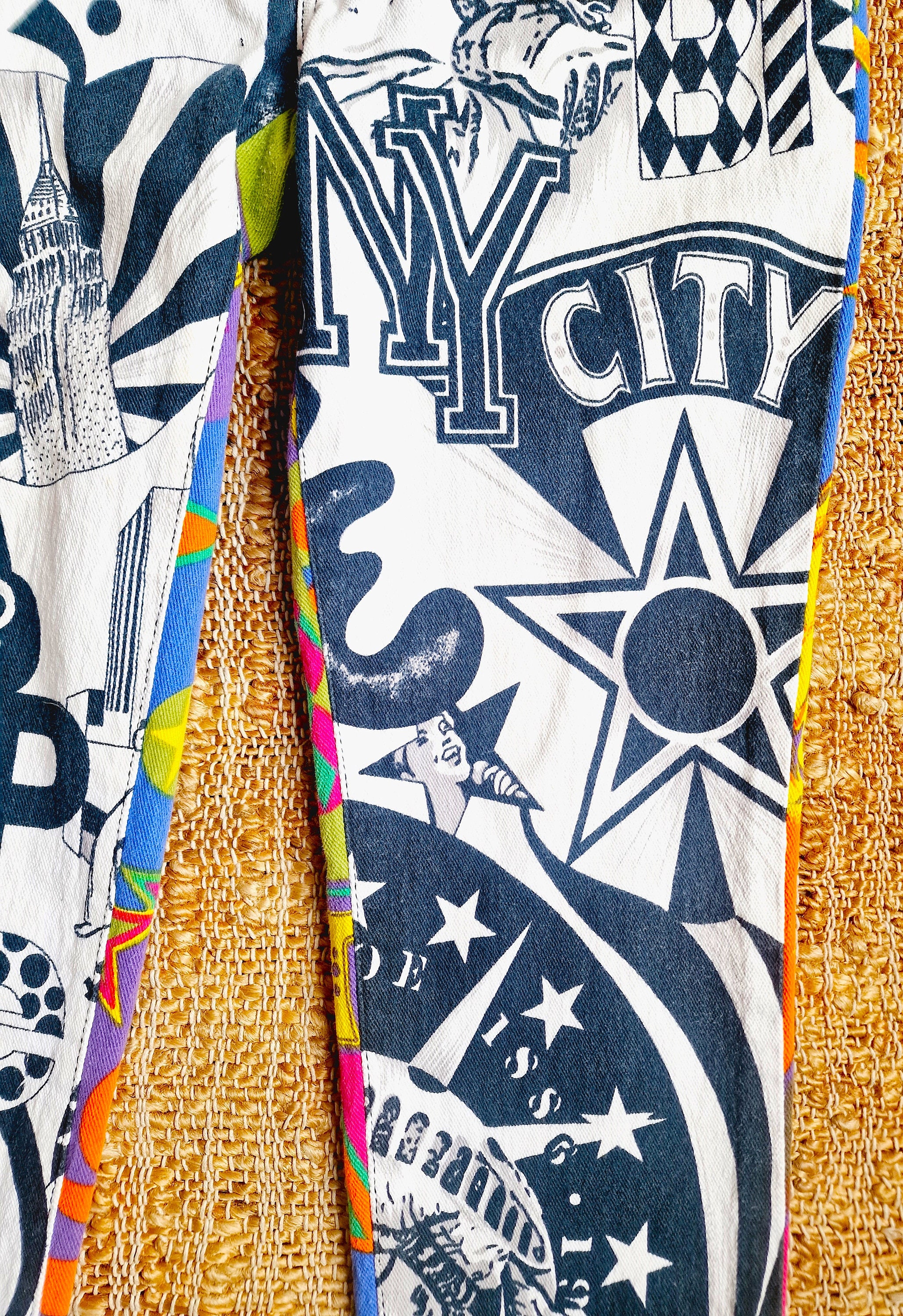 絵画 VERSACE JEANS COUTURE VINTAGE 90s Versace Jeans Couture Pin Striped Pop Art Graffiti Club