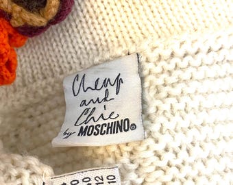 Moschino Crochet Beaded Flower Cheap & Chick Couture Wool Vintage