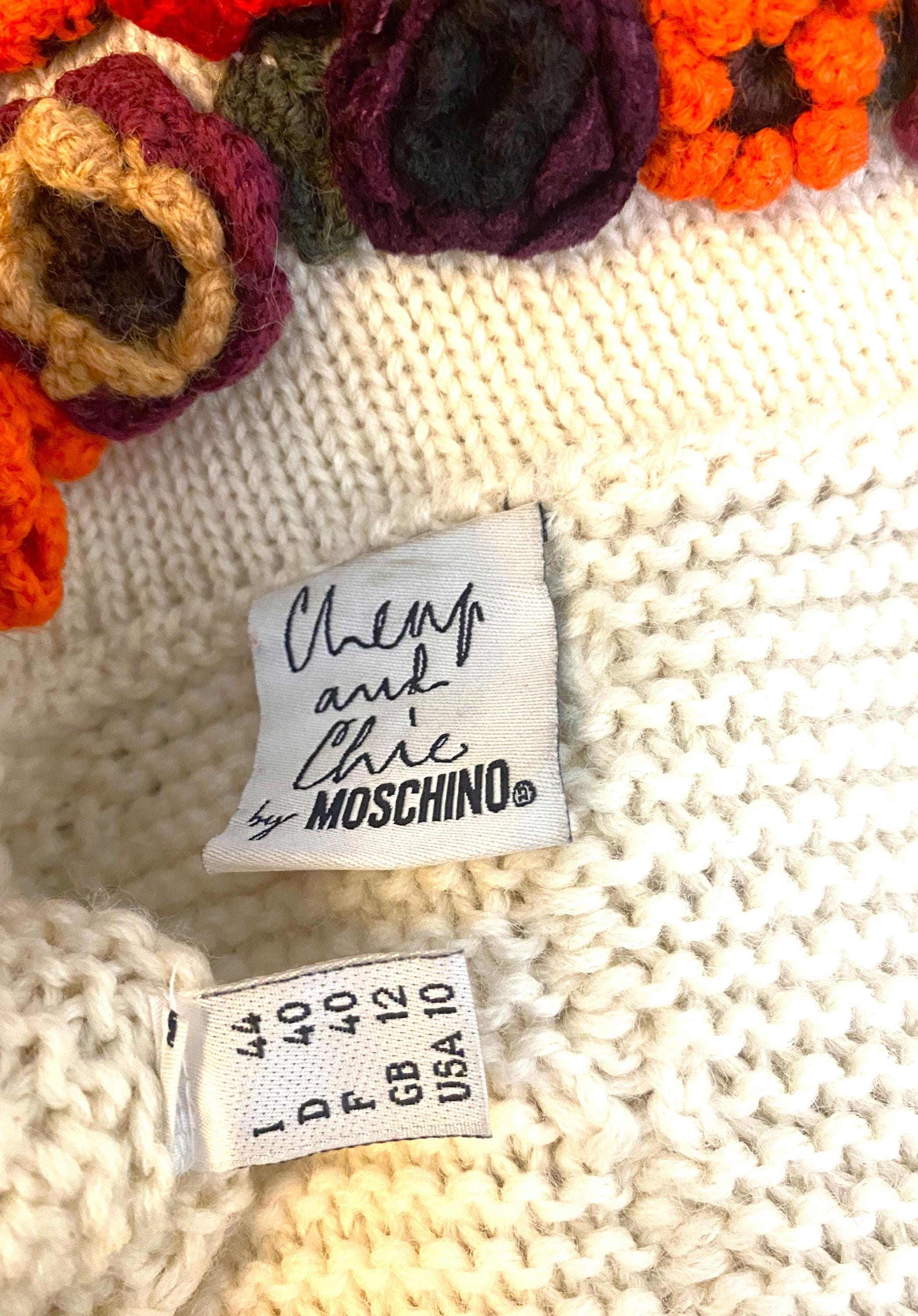 Moschino Crochet Beaded Flower Cheap & Chick Couture Wool Vintage