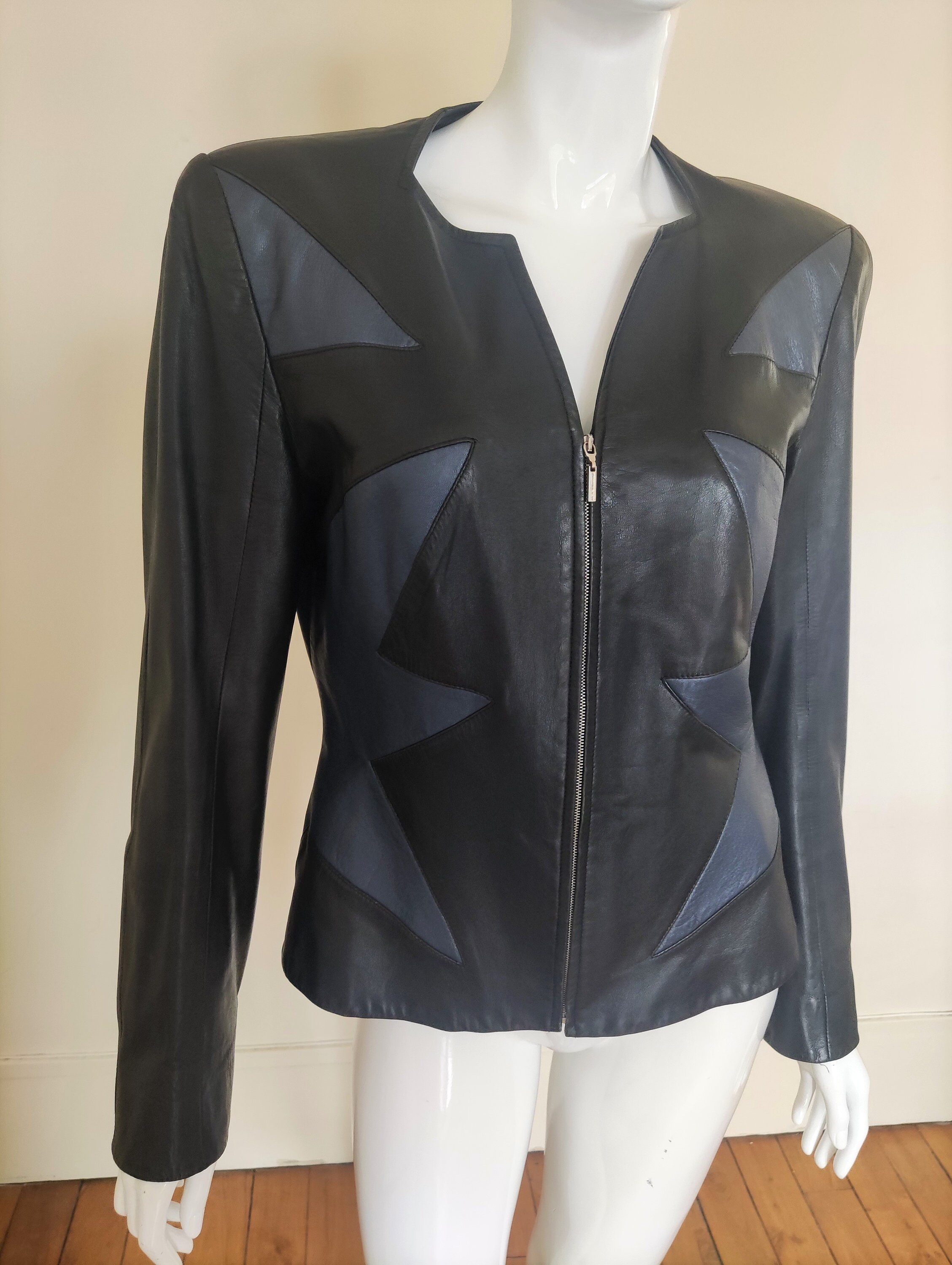 Thierry Mugler Leather Lamb Star Fringe Runway Wasp Waist Bee
