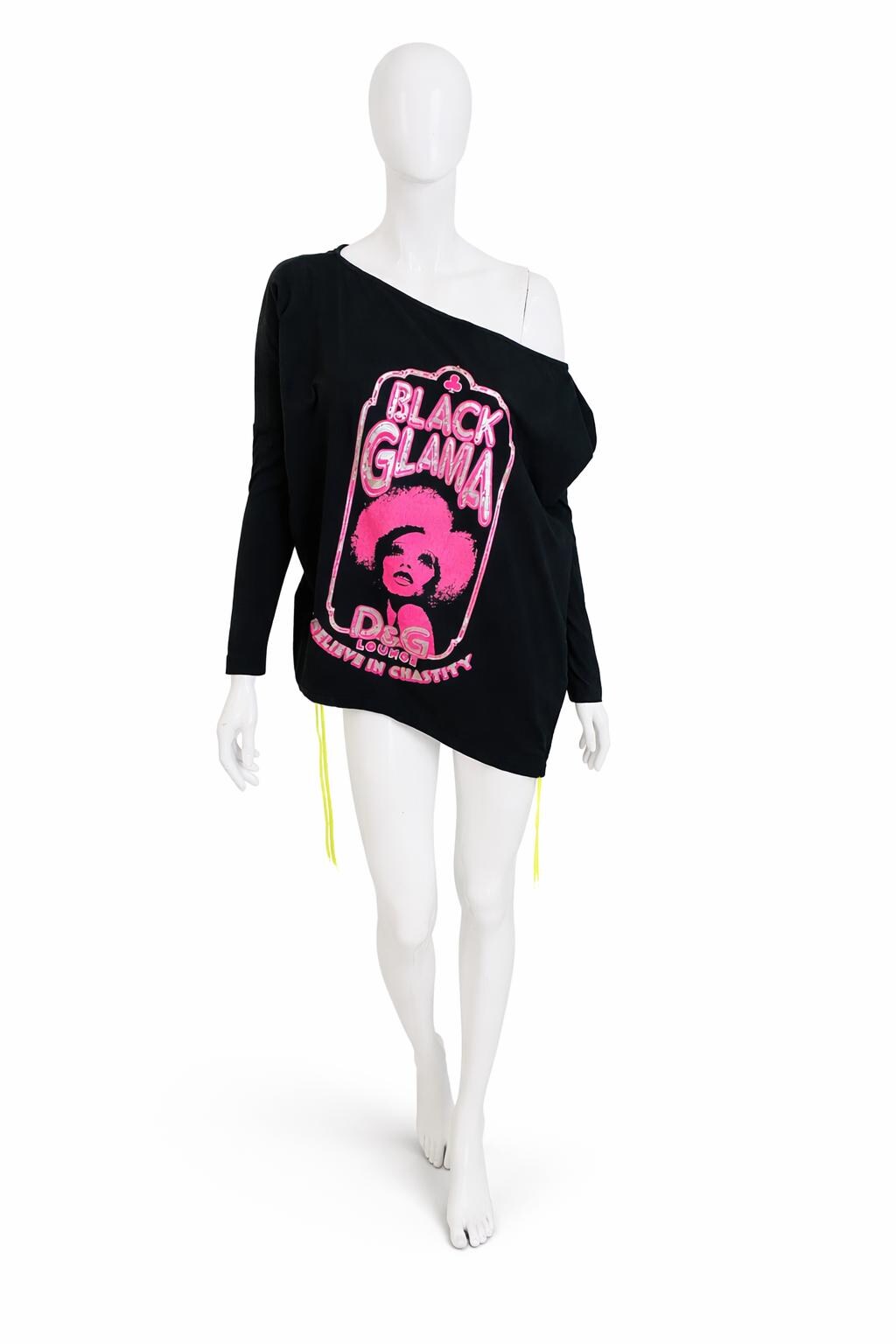 D&G Dolce & Gabbana ワンピース Y2K ギャル　平成 Vintage Dolce & Gabbana Black Glama Graphic Top Dress - DG Lounge