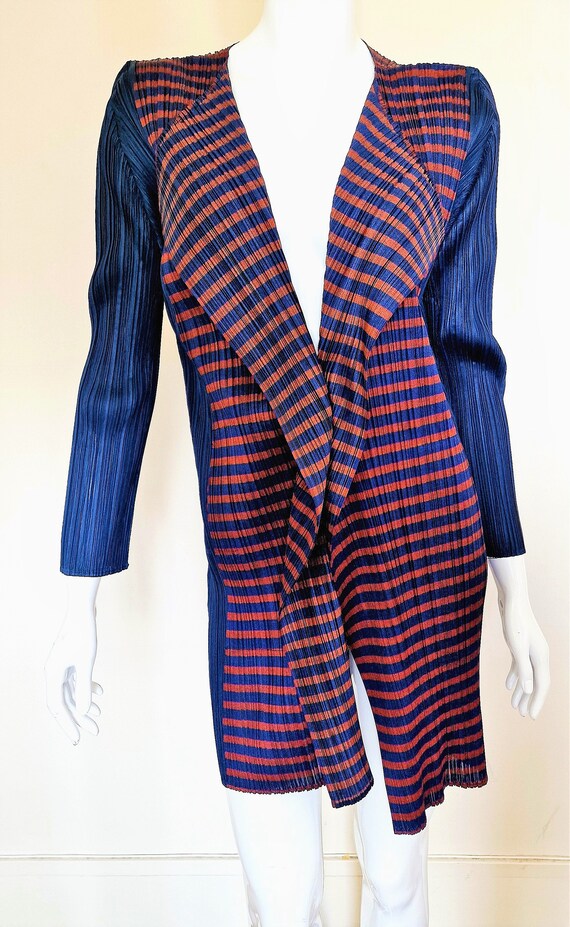 Issey Miyake Pleats Please Pleated Striped Blue B… - image 2