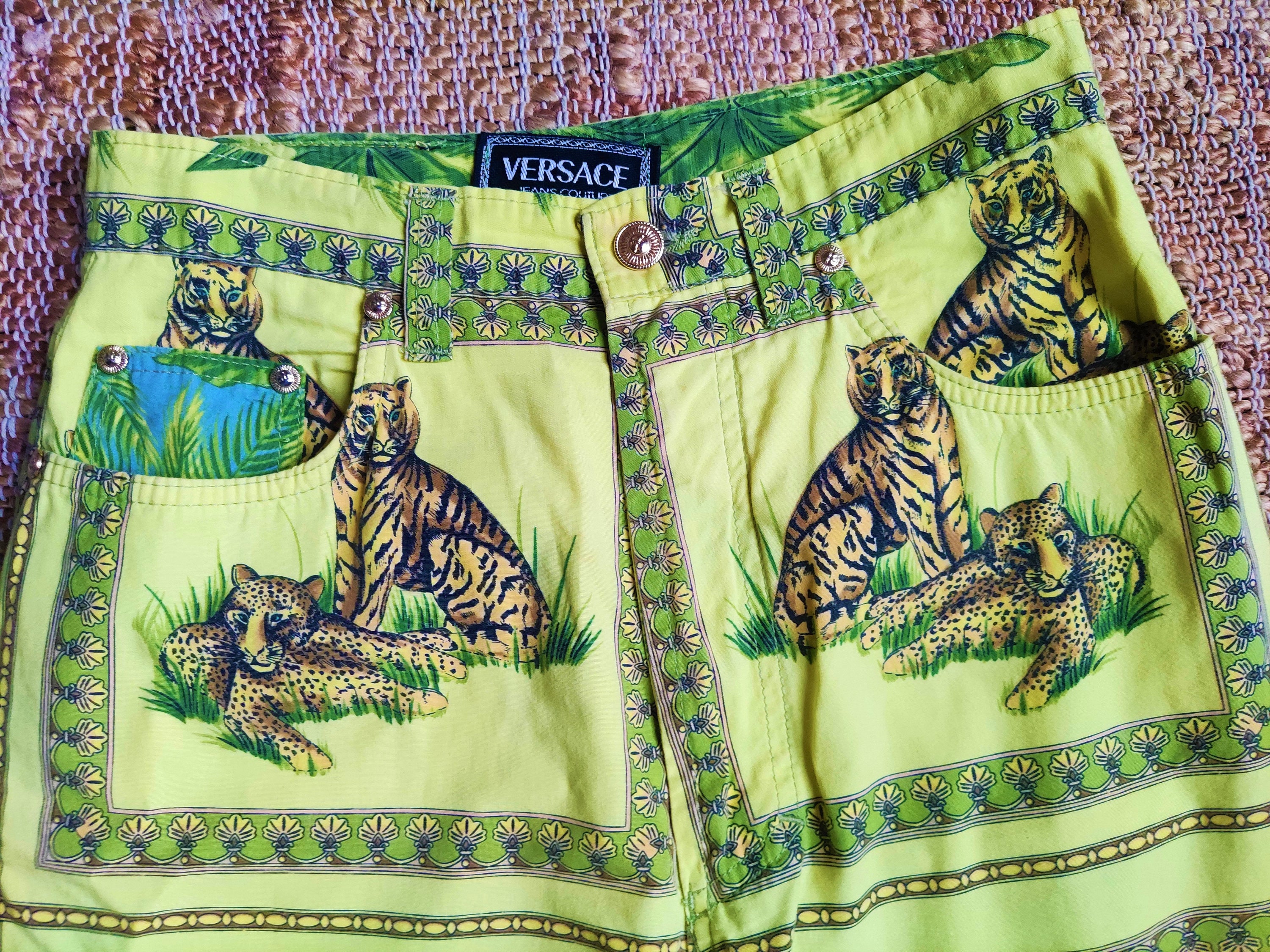 Gianni Versace Tarzan Jungle Baroque Green Vintage Medusa 90s 1993