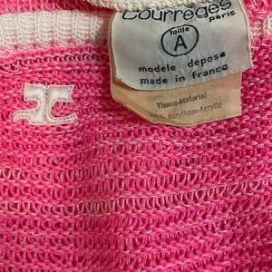 Courrèges Paris Vintage Rosa Stickad Topp - Y2K Neon Virkad Tröja Öppen Bara Axlar Knytpullover Transparent - Storlek Medium bild 9