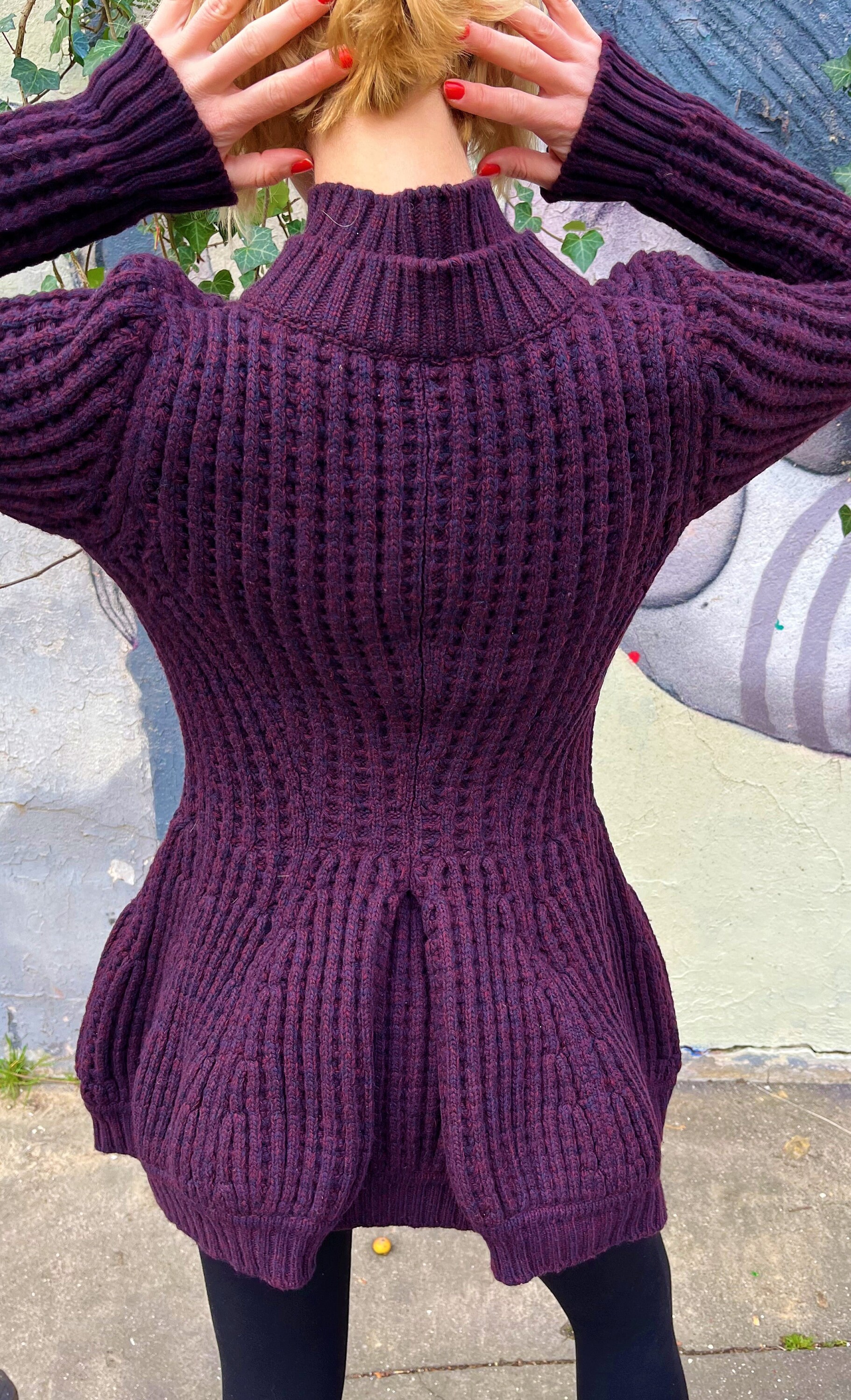Alexander Mcqueen Cable Knit Knitted Structure Pocket Purple
