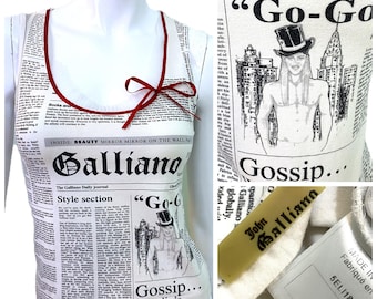 JOHN GALLIANO Y2K Gazette Newspaper Womens T-shirt Top Blouse