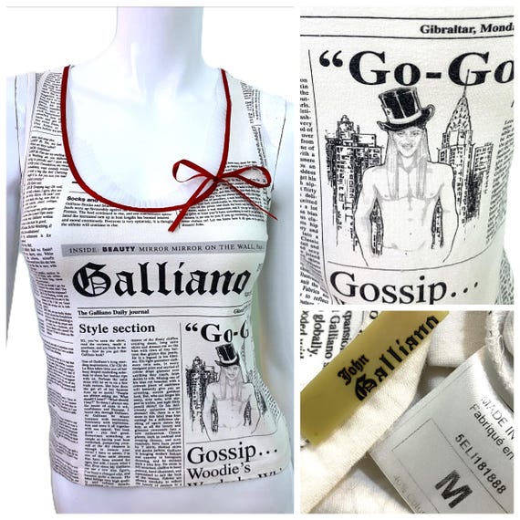 John Galliano Gazette Newspaper News Face Vintage Small Medium 90s